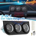 2  52mm 3-in-1 Auto Car Triple Gauge Set Kit Water Temp Oil Pressure Volt Meter