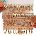 24 Pairs Of Golden Fashion Earrings Women s Multi Style Accessories Ear Studs