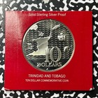 1972 Trinidad   Tobago  10 Dollars Lot b1770 Silver  Proof  Franklin Mint Flip