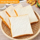 4 Pcs Artificial Bread Slice Set Fake White Realistic Food Display Faux