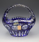 Nachtmann Germany Crystal Cobalt Cut To Clear Basket Original Label