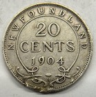 Newfoundland 1904-h 20 Cents Silver Coin - Very Fine  damage 