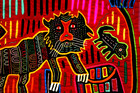 Magnificent Lion  Original Kuna Mola  Handmade Art  Motif Panama
