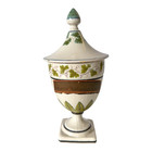 Antique Italian Majolica Apothecary Urn Jar With Lid - Pharmacy Drug Jar