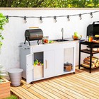 Outdoor Grill Table Cart Bar Sink Cabinet With Garden Hose Connect Sink   Fauce