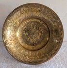 Vintage Brass Pedestal Footed Bowl Etched Floral Patter Made In India 6 In 
