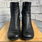 Vintage Victorian Ankle Boot Women s 6  Black Leather Kitten Heel Gothic Bootie