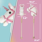 Qaba Plush Hobby Horse W  Wood Wheels  Real Sounds For Kids  White