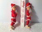 Lot Of 2 Vintage Christmas Rubber Face Santa Claus Felt W  Chenille Trim Japan