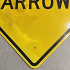 Vintage  road Narrows  Highway Road street Sign - 30 X 30     Yellow