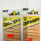 Vintage Nos Lot 24 Lola Wooden Wood Metal Spring Clothespins Made In Brazil   