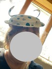 Vintage Hat Polka Dot Green  Ivory    veil Is Broken     See Photos