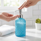 Glass Soap Dispenser 15 Oz With Plastic Pump Refillable Blue Kitchen Bathroom