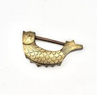 Vintage Chinese Koi Fish Cabinet Or Chest Lock   Key Brass 3 5 