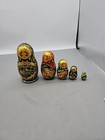 Vintage Wood Matryoshka Russian Nesting Dolls Set Of 5 Hand Painted Signed