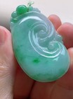 100  Natural Icy Sun Green Jadeite Jade Ruyi Pendant 0630
