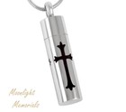 New Cross Cylinder Embossed Jesus Cremation Urn Keepsake Ashes Memorial Necklace