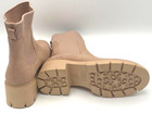 Women s Taupe Beige Faux Suede Chunky Lug Sole Knit Ankle Sock Chelsea Boots 