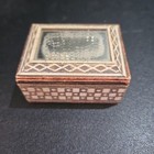 Antique Victorian Miniature Needle Sewing Box Case Diecut Mirror Pullout Holder