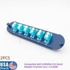 2pcs Fiber Optic Adapter Panel 6 Lc Duplex Aqua Om3 Om4 For Corning Cch-cp12-e4