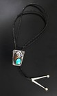 Vintage Bennett Navajo Native American Sterling Silver Claw Turquoise Bolo Tie