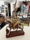 Antique Asian burmese Nobleman warrior On Horse  Hand Carved hand Painted 