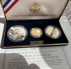 1991-1995 World War Ii 50th Anniversary Gold   Silver 3 Coin Proof Set Ogp