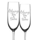Always Personalized Wedding Champagne Flutes -set Of 2 Glasses For Toasting brid