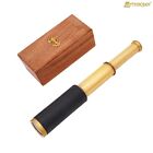 Nautical Brass Mini Telescope With Wooden Box Spyglass Pocket Pirate Gift