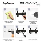 4pcs 6 Hooks Coat Rack Wall Mounted Towel Bag Robe Clothes Hanger Holder Black