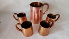 West Bend Solid Copper Beverage Set  Pitcher And 4 Mugs - Vintage
