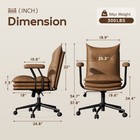 Pu Leather Desk Chair Mid Back Computer Office Chair With Thicken Wide Seat