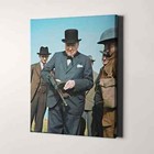 Winston Churchill With Tommy Gun World War Two Britain Canvas Print Wall Art