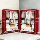 2pk Portable Closet Wardrobe Clothes Rack Storage Organizer Shelf  Red