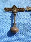 3 Antique 19th C Victorian Eastlake Brass Wood Tear Drop Pull Drawer Handle