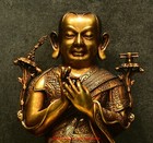7 8 old Tibet Buddhism Purple Bronze 24k Gold Je Tsongkhapa Buddha Statue