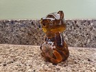 Fenton Harvest Joy Raccoon Flowers Autumn Gold Floral Signed