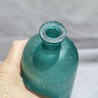 Antique Aqua Blue Medicine Bottle C1880 Hand Applied Lip Mold Blown 7 Inch