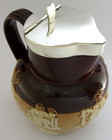 English Salt Glazed Sterling Silver Jug Beer Flagon 1905 Antique 970g Hunting