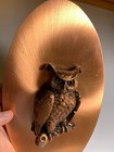 Vintage Mid Century Modern Mcm 1950s Brass Wall Decor Owl Bronze Plaque Metal