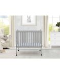 Dream On Me 2 In 1 Folding Portable Crib In Cool Grey