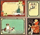Graphic45 Raining Cats   Dogs  1  8pk  Mini Hand Cut Ephemera Pocket Cards