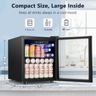 48 Can Mini Fridge Cooler - Beverage Refrigerator Black Glass Door For Beer Soda