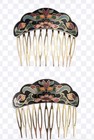 Matching Pair Of Vintage Cloisonn   Enamel Hair Combs Motif Set
