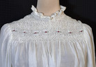 Vintage Victorian edwardian Style Bishop Sleeve Blouse Lace Roses Pintuck White