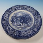 Staffordshire Liberty Blue Washington At Valley Forge - 4 Luncheon Plates - 8   