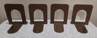 Set Of 4 Small Industrial Library Style Metal Bookends Faux Wood Grain 5       Tall
