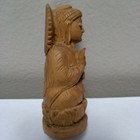 Vtg Lord Buddha Sitting On Lotus 4  Wood Statue Hand Carved Sculpture Protector