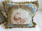 Stunning French Wreath  Pheasant    Scrolls Vintage W  Fringe Needlepoint Pillow