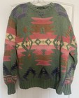 Polo Country Ralph Laren Vintage Hand Knit Southwestern Print Sweater Size L 